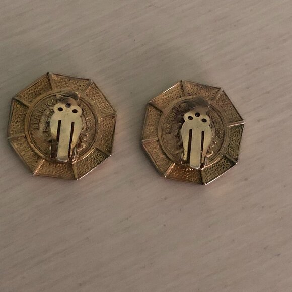 Vintage French Republique Francaise Coin Gold Tone Clip On Earrings Large - Picture 4 of 9